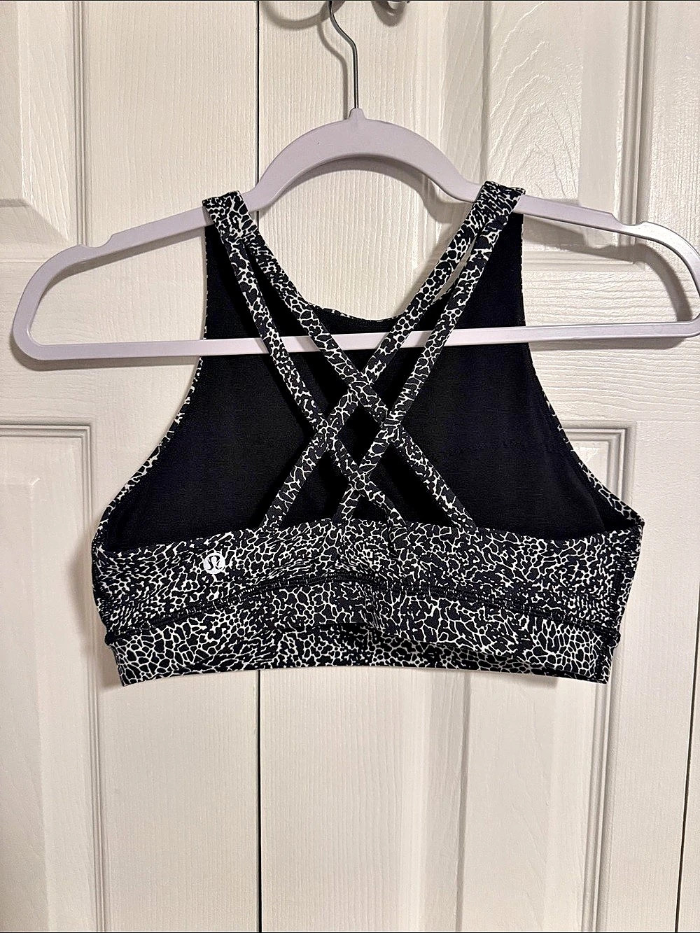 Lululemon Energy Bra High Neck Long Line Sports Bra Black & White